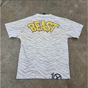 Y2k 10 DEEP Beast Logo Graphic Cheetah Print T Shirt Large Karmaloop Mishka